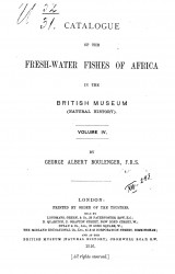 Catalogue of the fresh-water fishes of Africa in the British Museum (Natural history). Vol. 4