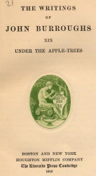 The writings of John Burroughs. Vol. 19. Under the apple-trees